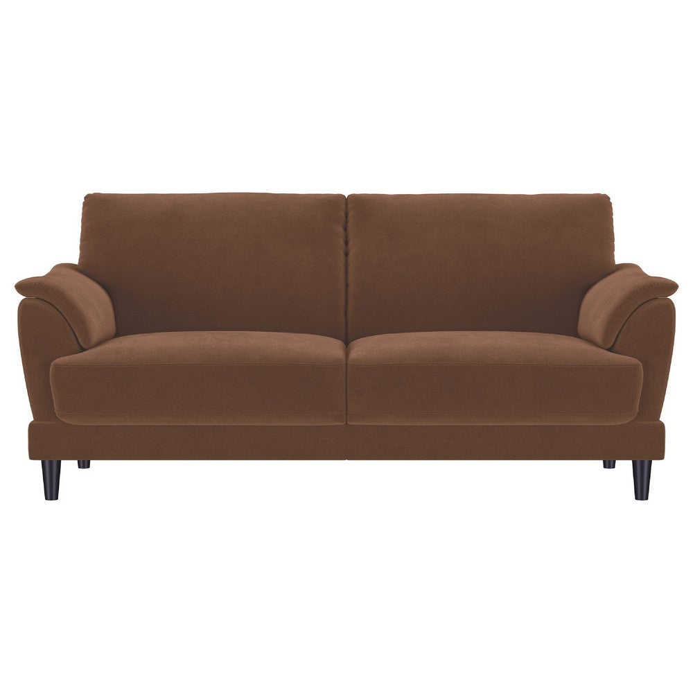 Elm 2pc Sofa and Loveseat Set | Pillow Arms | Foam Fill Rust Brown Velvet