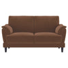 Elm 2pc Sofa and Loveseat Set | Pillow Arms | Foam Fill Rust Brown Velvet