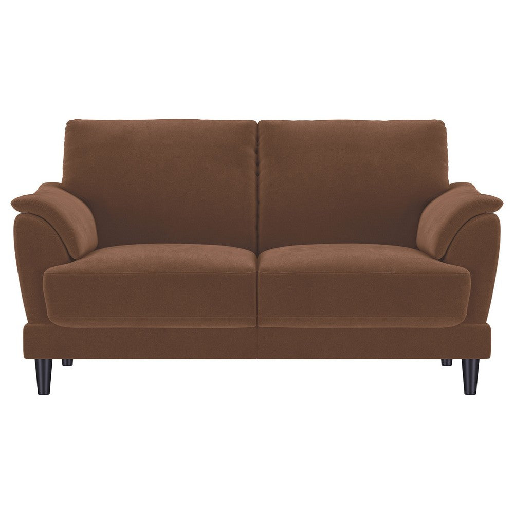 Elm 2pc Sofa and Loveseat Set | Pillow Arms | Foam Fill Rust Brown Velvet