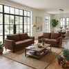 Elm 2pc Sofa and Loveseat Set | Pillow Arms | Foam Fill Rust Brown Velvet