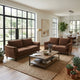 Elm 2pc Sofa and Loveseat Set | Pillow Arms | Foam Fill Rust Brown Velvet