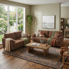 Elm 2pc Sofa and Loveseat Set | Pillow Arms | Foam Fill Rust Brown Velvet