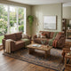 Elm 2pc Sofa and Loveseat Set | Pillow Arms | Foam Fill Rust Brown Velvet