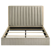 Poxy Queen Bed with Pull-Out Bookcase | Light Tan Channel Tufted Fabric