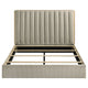 Poxy Queen Bed with Pull-Out Bookcase | Light Tan Channel Tufted Fabric