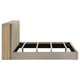 Poxy Queen Bed with Pull-Out Bookcase | Light Tan Channel Tufted Fabric