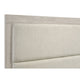 Qanto Full Panel Bed | Beige Tufted Fabric Headboard | Rustic Cream Wood