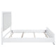 Ruvie King Panel Bed with Gray Herringbone Weave Fabric | White Wood