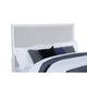 Ruvie King Panel Bed with Gray Herringbone Weave Fabric | White Wood