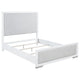 Ruvie Queen Panel Bed with Gray Herringbone Weave Fabric | White Wood