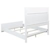Ruvie Queen Panel Bed with Gray Herringbone Weave Fabric | White Wood