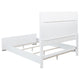 Ruvie Queen Panel Bed with Gray Herringbone Weave Fabric | White Wood