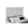 Ruvie Queen Panel Bed with Gray Herringbone Weave Fabric | White Wood