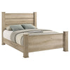 Tyna Rustic Queen Panel Bed with Planked Headboard | Weathered Oak Wood