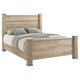 Tyna Rustic Queen Panel Bed with Planked Headboard | Weathered Oak Wood