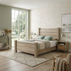 Tyna Rustic Queen Panel Bed with Planked Headboard | Weathered Oak Wood