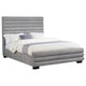 Ricia Queen Bed Frame | Black Block Feet | Gray Channel Tufted Boucle