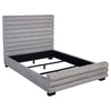 Ricia Queen Bed Frame | Black Block Feet | Gray Channel Tufted Boucle
