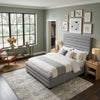 Ricia Queen Bed Frame | Black Block Feet | Gray Channel Tufted Boucle