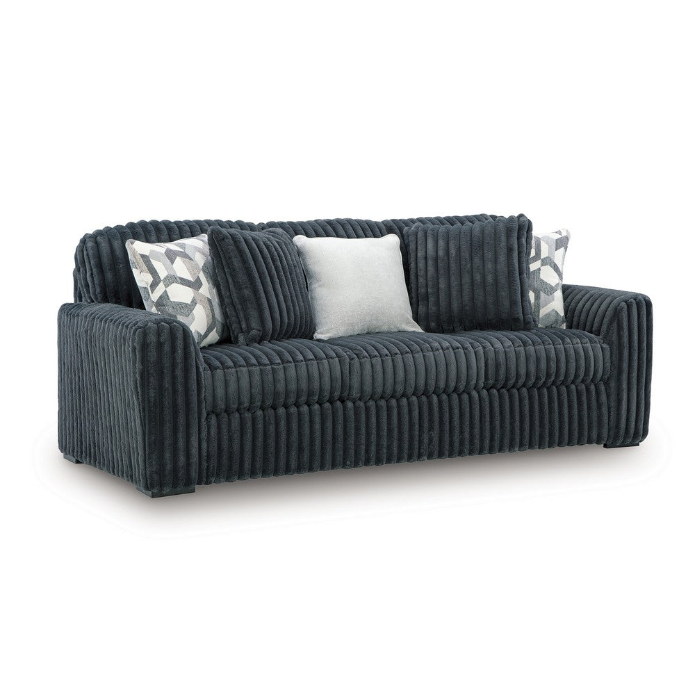 Addy Sofa with 5 Pillows | Gunmetal Gray Corduroy Upholstery | 98"
