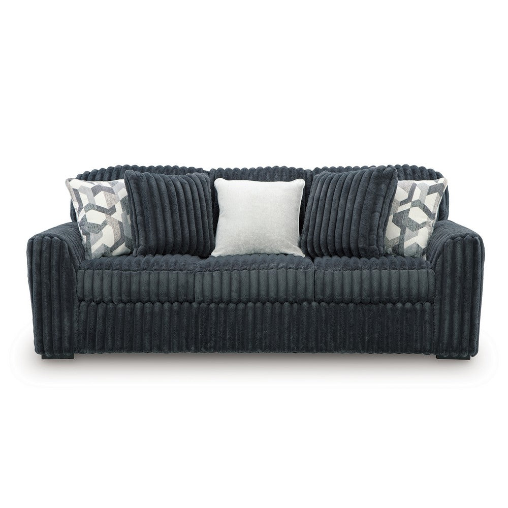 Addy Sofa with 5 Pillows | Gunmetal Gray Corduroy Upholstery | 98"