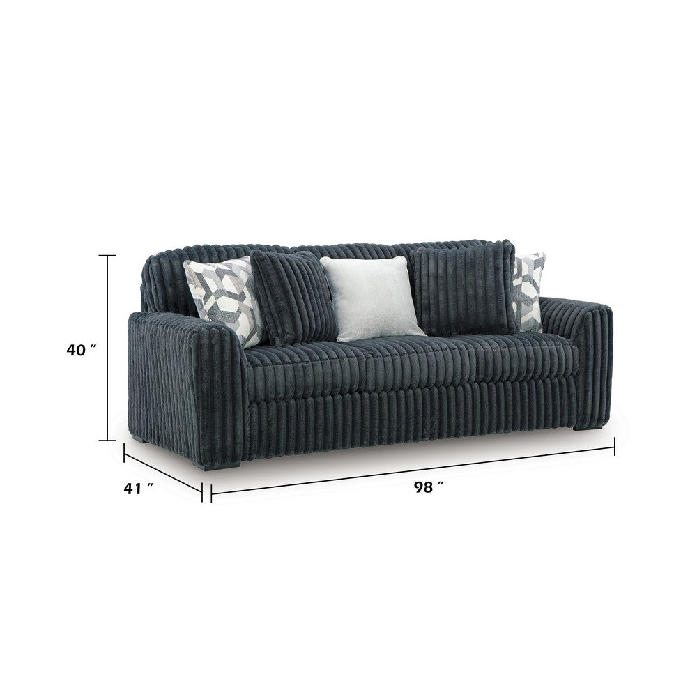 Addy Sofa with 5 Pillows | Gunmetal Gray Corduroy Upholstery | 98"