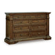 Lesa Classic 71" Dresser | 9 Drawers with Brass Tone Knobs | Brown