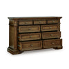 Lesa Classic 71" Dresser | 9 Drawers with Brass Tone Knobs | Brown
