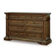 Lesa Classic 71" Dresser | 9 Drawers with Brass Tone Knobs | Brown