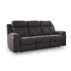 Beso Pull Tab Reclining Sofa | Charcoal Gray Faux Leather | 87"