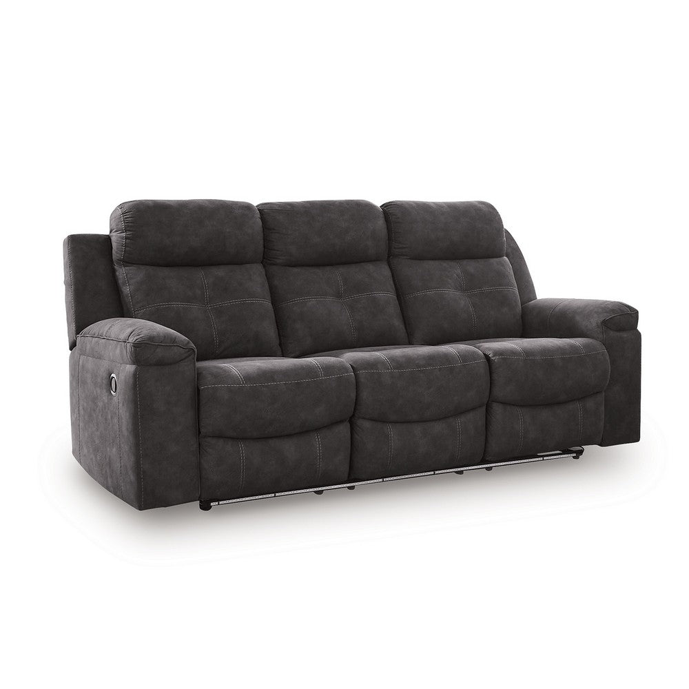 Beso Pull Tab Reclining Sofa | Charcoal Gray Faux Leather | 87"