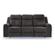 Beso Pull Tab Reclining Sofa | Charcoal Gray Faux Leather | 87"