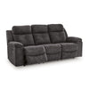 Beso Pull Tab Reclining Sofa | Charcoal Gray Faux Leather | 87"