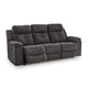 Beso Pull Tab Reclining Sofa | Charcoal Gray Faux Leather | 87"