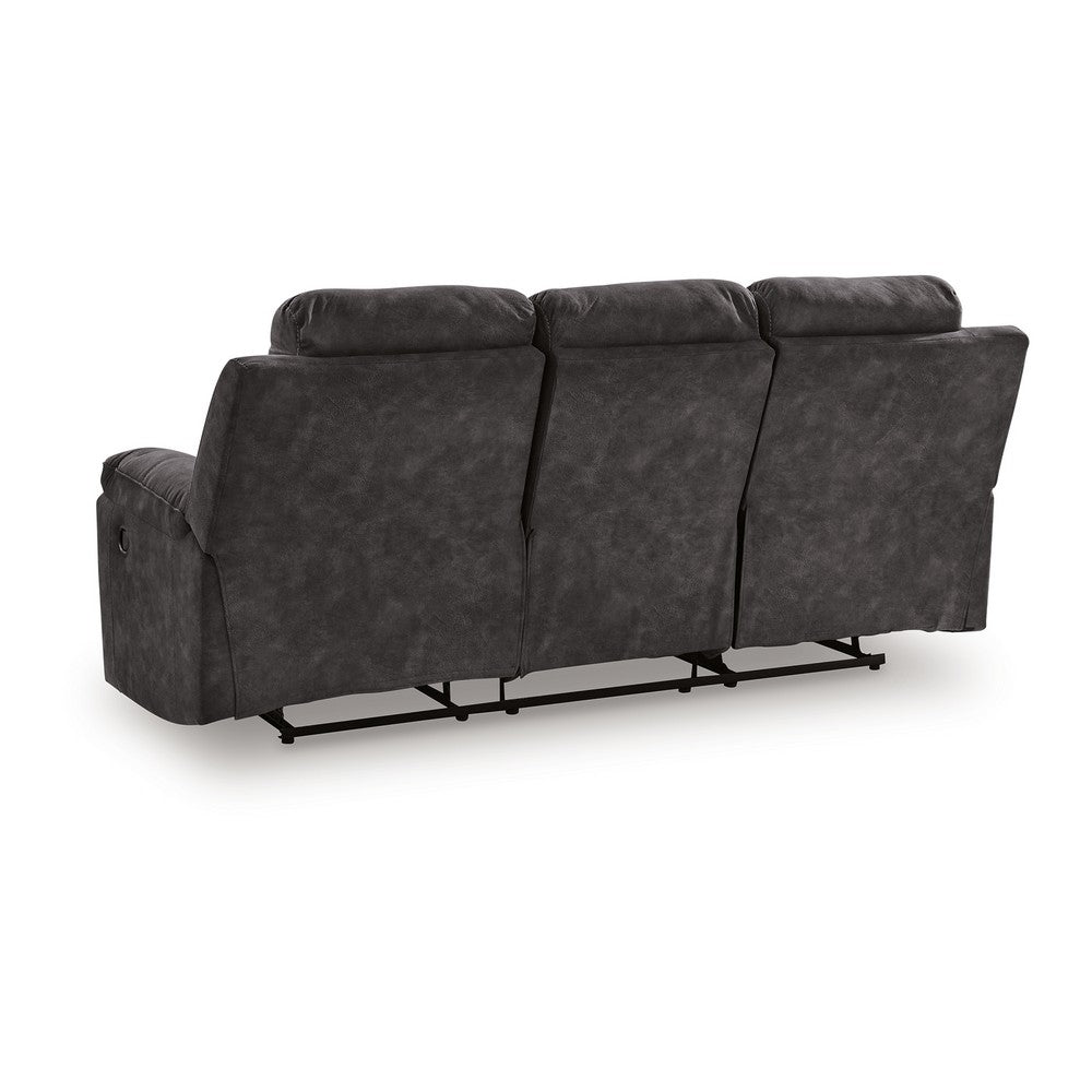 Beso Pull Tab Reclining Sofa | Charcoal Gray Faux Leather | 87"