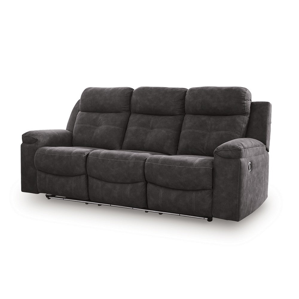 Beso Pull Tab Reclining Sofa | Charcoal Gray Faux Leather | 87"