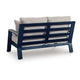 Beco Outdoor Loveseat | 2 Pillows | Beige Cushions | 58" Navy Blue