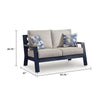 Beco Outdoor Loveseat | 2 Pillows | Beige Cushions | 58" Navy Blue