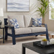 Beco Outdoor Loveseat | 2 Pillows | Beige Cushions | 58" Navy Blue