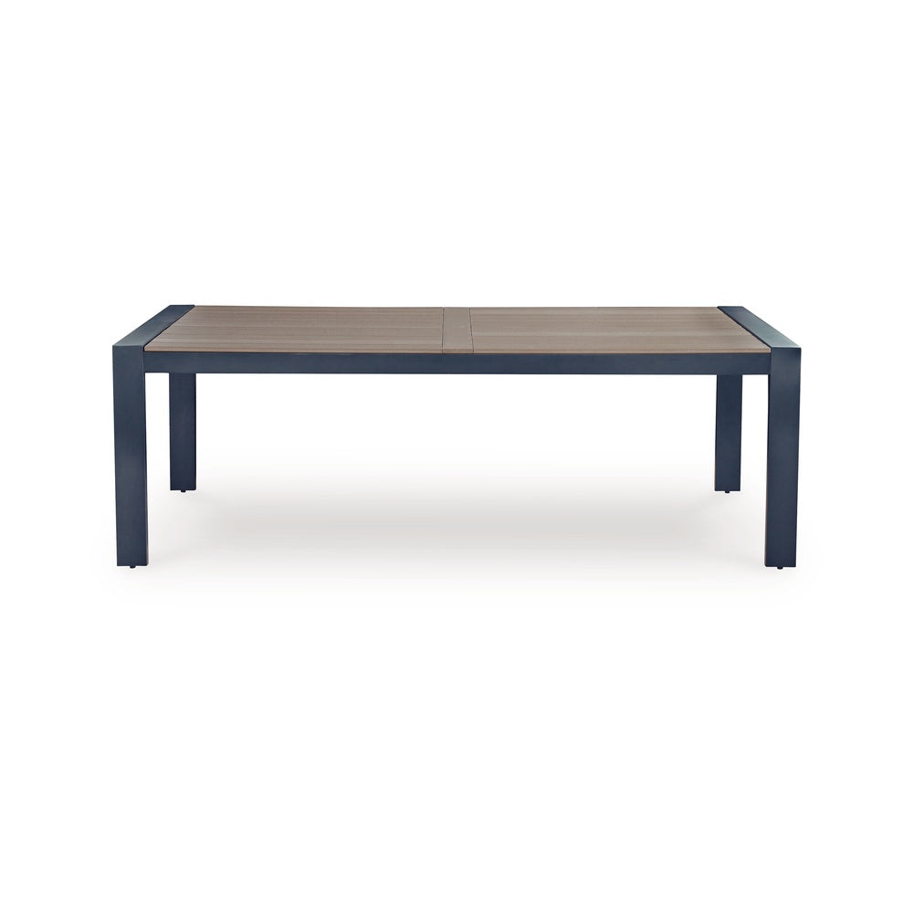 Beco Outdoor Dining Table | 88" Slatted Top | Navy Blue & Brown