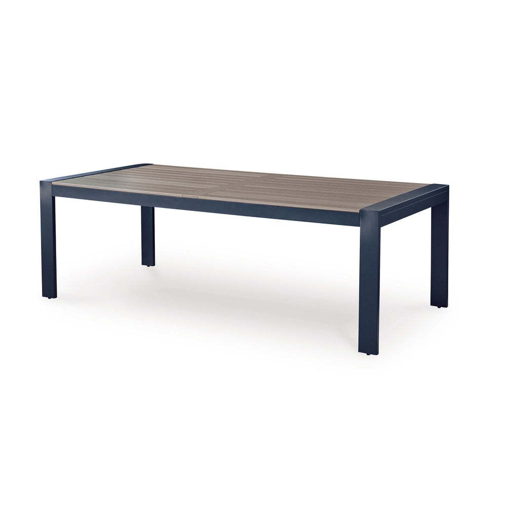 Beco Outdoor Dining Table | 88" Slatted Top | Navy Blue & Brown