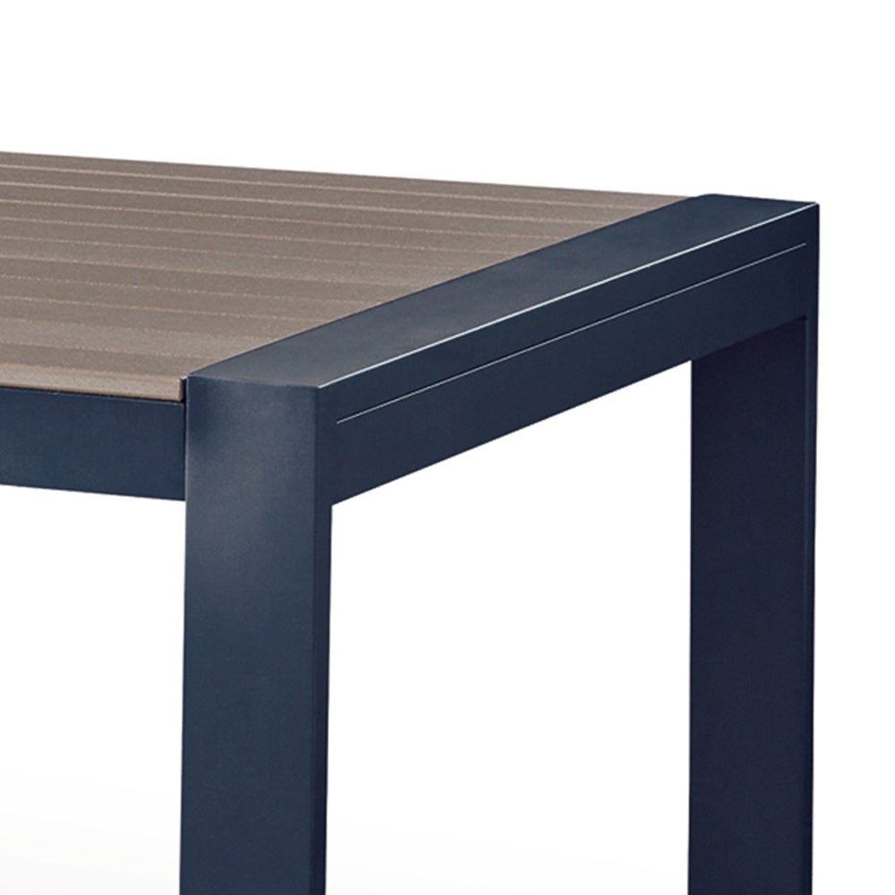 Beco Outdoor Dining Table | 88" Slatted Top | Navy Blue & Brown