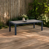 Beco Outdoor Dining Table | 88" Slatted Top | Navy Blue & Brown