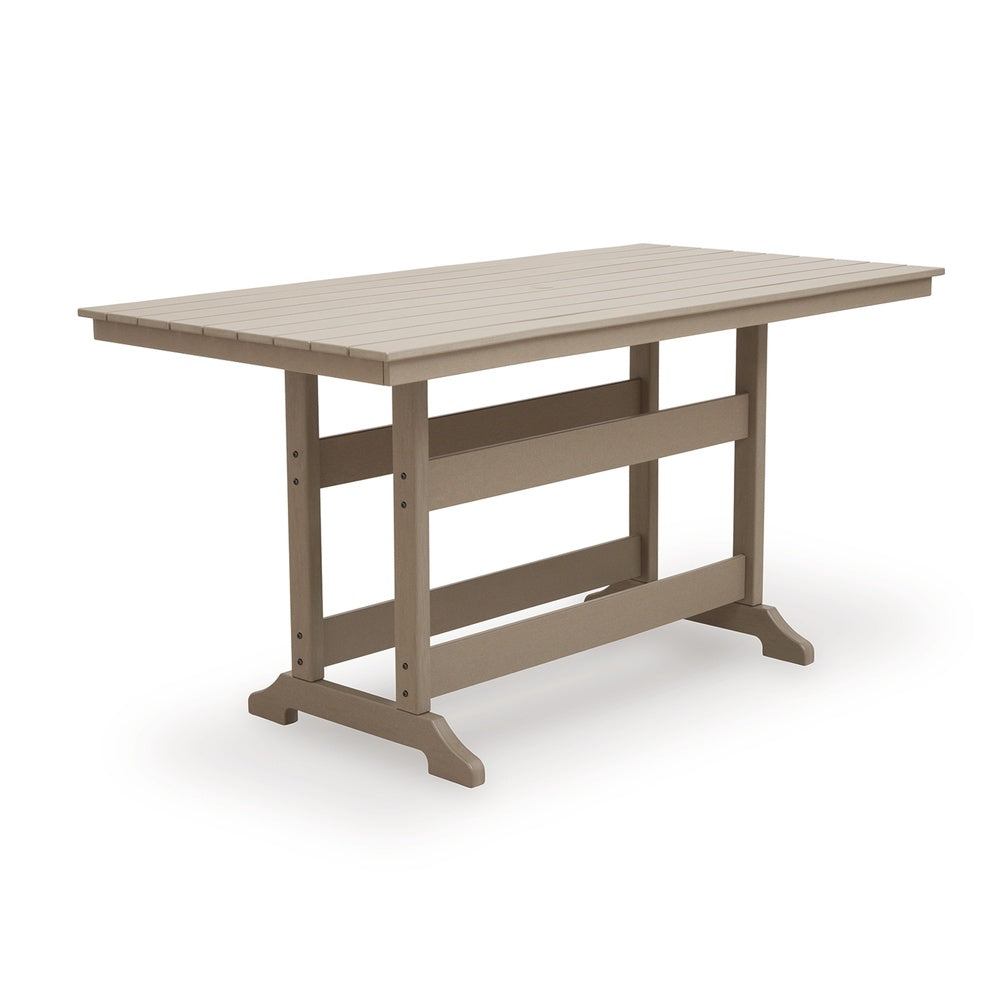 Cifa Counter Dining Table | 72" Slatted Top with Hole | Medium Brown