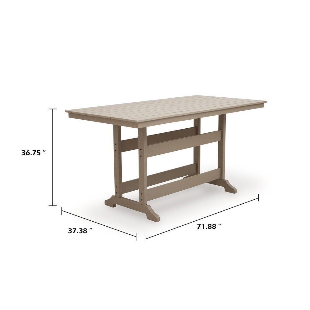Cifa Counter Dining Table | 72" Slatted Top with Hole | Medium Brown