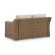 Leso Outdoor Loveseat | 2 Pillows | Beige Cushions | Brown Wicker Rattan 60"