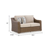 Leso Outdoor Loveseat | 2 Pillows | Beige Cushions | Brown Wicker Rattan 60"