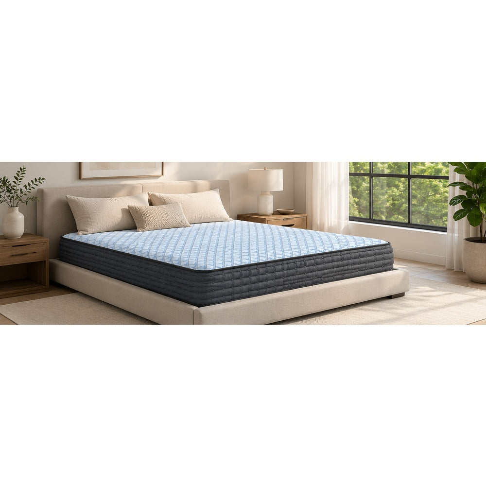Cove King Mattress | 3-Layer Quilt Foam | Blue Stretch Knit Fabric 14"