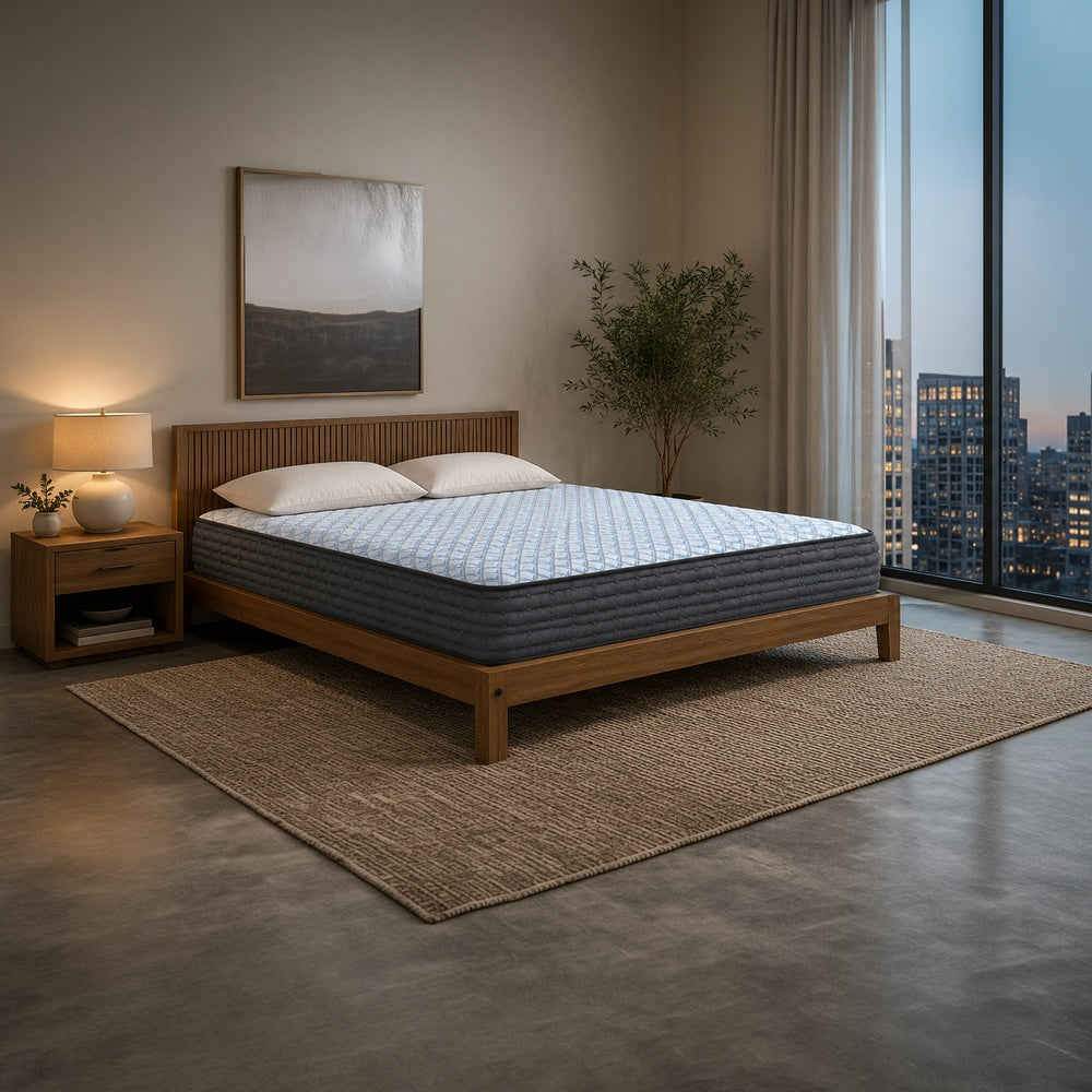 Cove King Mattress | 3-Layer Quilt Foam | Blue Stretch Knit Fabric 15"