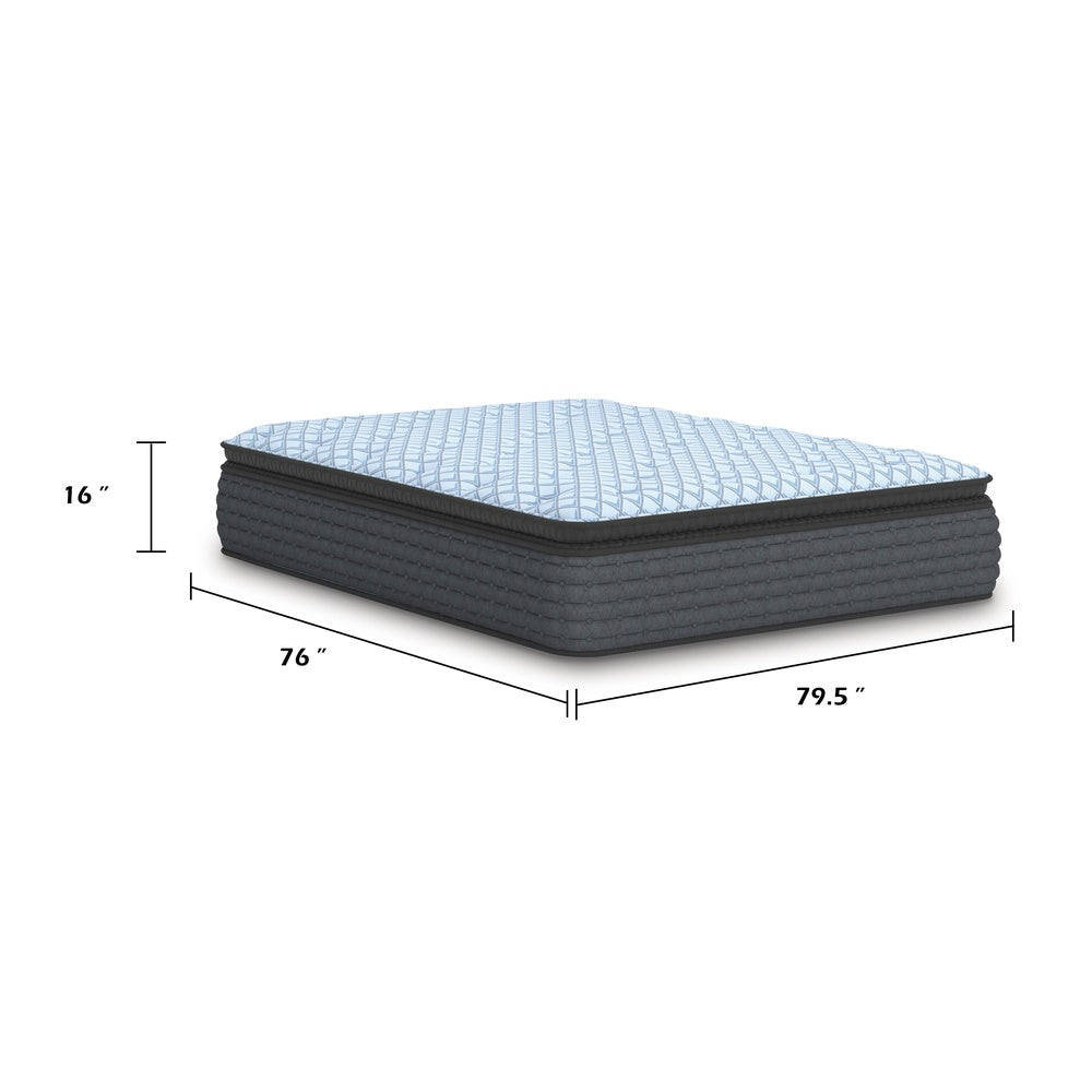 Cove King Pillow Top Mattress | Quilt Foam | Blue Stretch Knit Fabric 16"